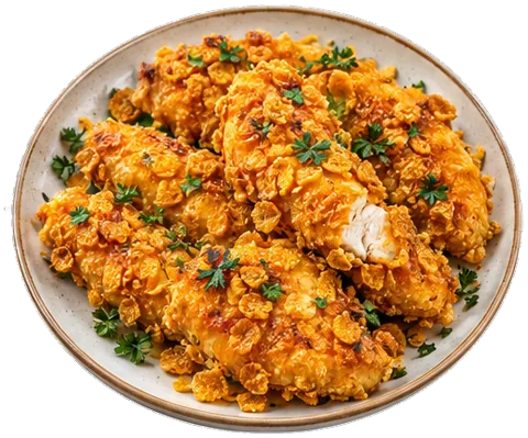 Crispy Cornflake Chicken with its ingredients