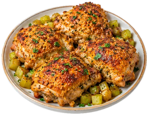 Crispy Oven Chicken Thighs with its ingredients