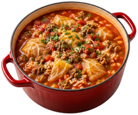Crockpot Cabbage Roll Soup with its ingredients