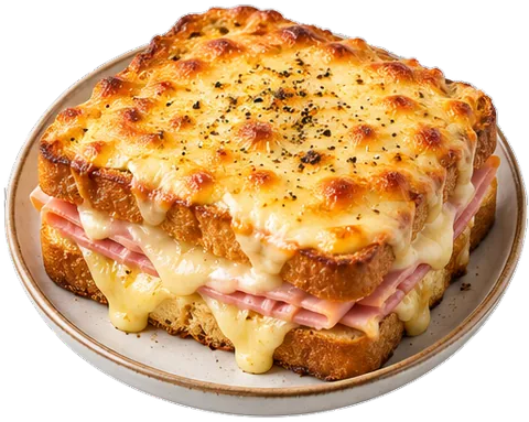 Croque Monsieur with its ingredients