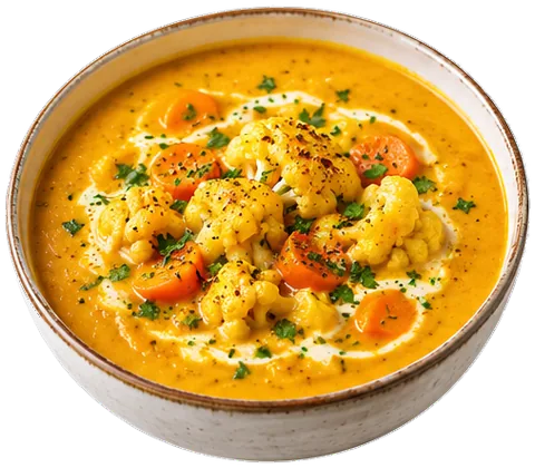 Curried Cauliflower Carrot Soup with its ingredients