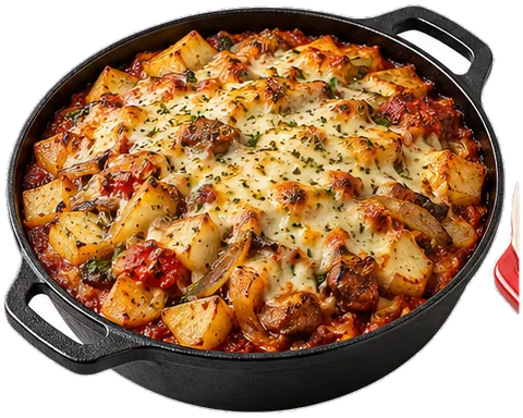 Dutch Oven Pizza with its ingredients