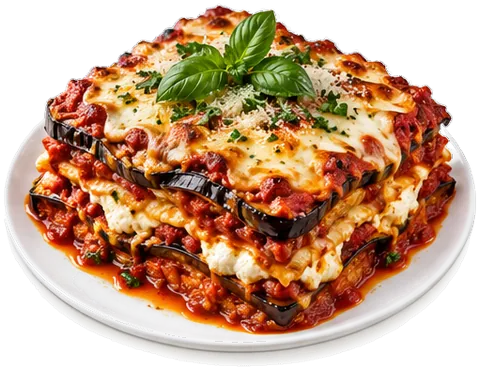 Eggplant Ricotta Lasagna with its ingredients