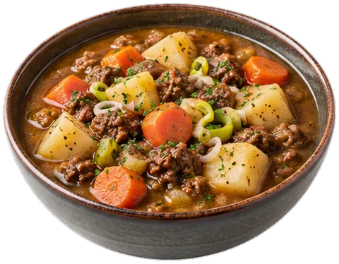 Elk and Potato Stew with its ingredients