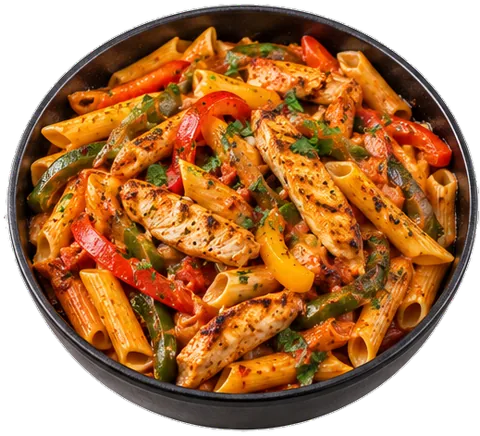 Fajita Style Pasta with its ingredients