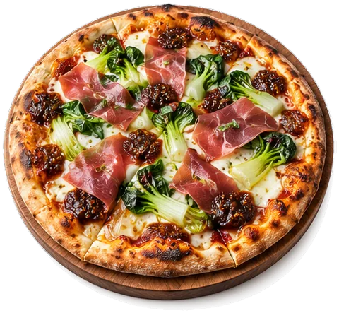 Fig Prosciutto Pizza with its ingredients