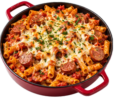 Fire-Roasted Sausage Ziti with its ingredients