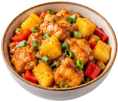 Firecracker Pineapple Chicken with its ingredients