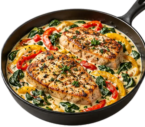 Fish Florentine with its ingredients