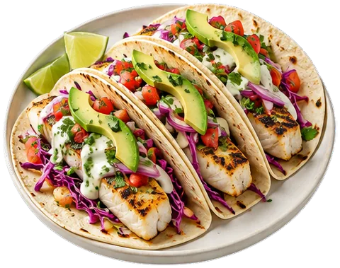 Fish Tacos (24 servings) with its ingredients