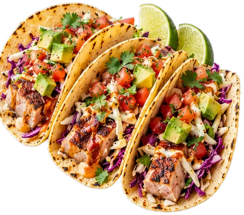 Fish Tacos with its ingredients