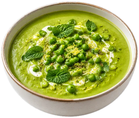 Fresh Pea Herb Soup with its ingredients