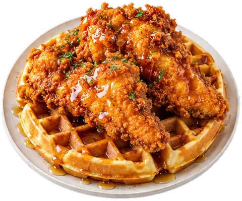 Fried Chicken and Waffles with its ingredients