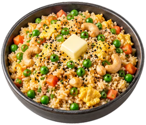 Fried Rice with butter with its ingredients