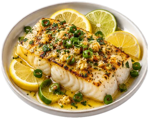 Garlic Butter Cod with its ingredients