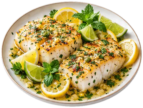 Garlic Butter Haddock with its ingredients
