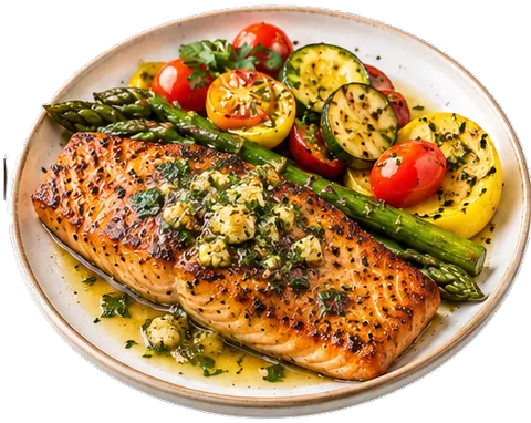 Garlic Butter Rainbow Trout with its ingredients
