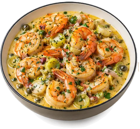 Garlic Butter Shrimp Piccata with its ingredients