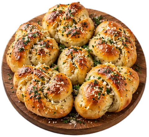 Garlic Knots with pizza dough with its ingredients