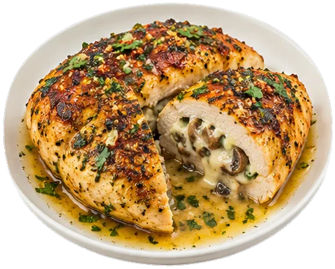 Garlic Mushroom Stuffed Chicken with its ingredients
