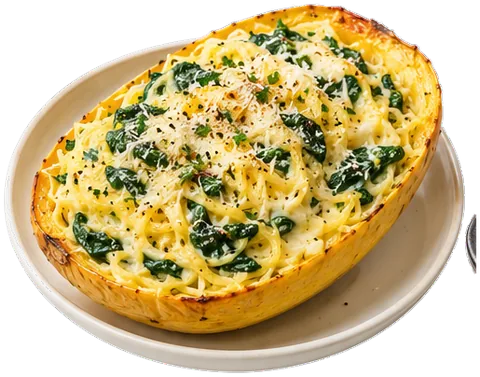 Garlic Parmesan Spaghetti Squash with its ingredients