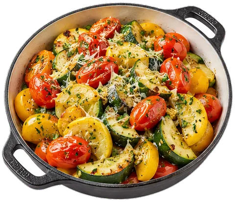 Garlic Parmesan Summer Squash with its ingredients