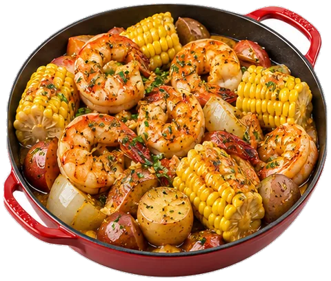 Garlic Shrimp Boil with its ingredients