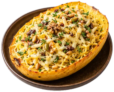 Garlic Spaghetti Squash with its ingredients