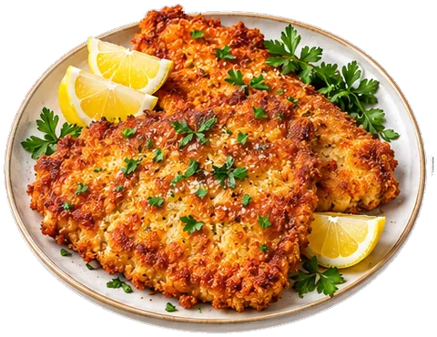 German Pork Schnitzel with its ingredients