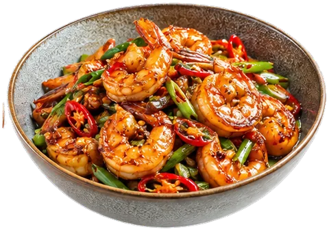 Ginger Garlic Chili Shrimp with its ingredients