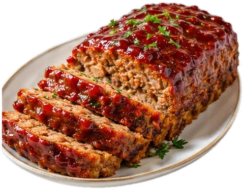 Glazed Beef Meatloaf with its ingredients