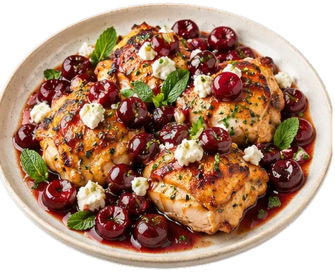 Goat Cheese Chicken Cherry Sauce with its ingredients