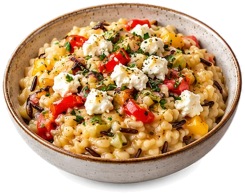 Goat Cheese Risotto with its ingredients