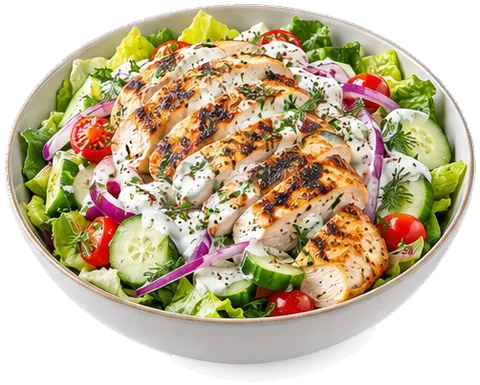 Greek Lemon Chicken Salad with its ingredients