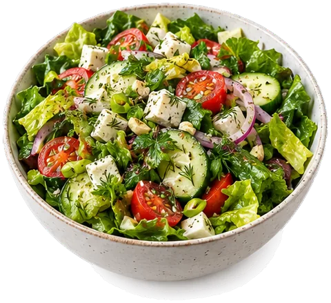 Greek Lettuce Salad with its ingredients