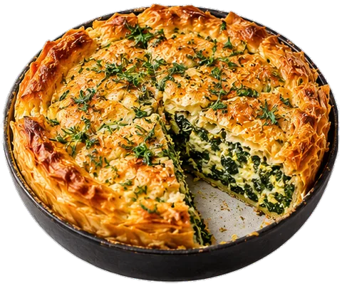 Greek Spinach Rice Pie with its ingredients