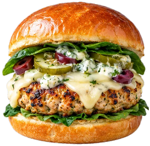 Greek Turkey Burgers with its ingredients