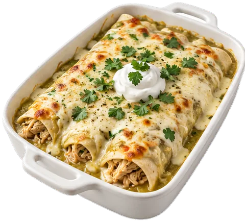 Green Chicken Enchiladas with alfredo with its ingredients