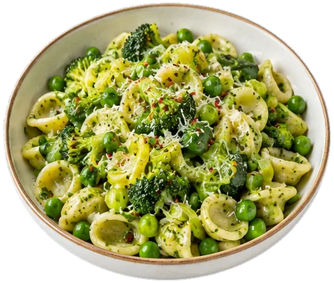 Green Leek and Pea Pasta with its ingredients