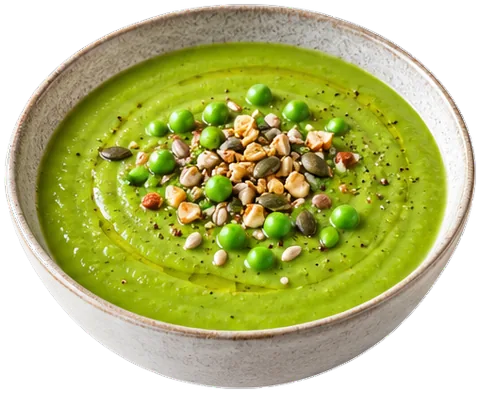 Green Pea Soup with its ingredients