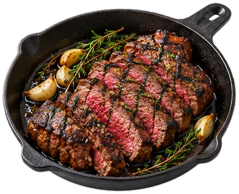 Grilled Flat Iron Steak with its ingredients