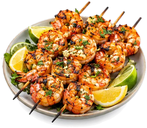 Grilled Garlic Shrimp Skewers with its ingredients
