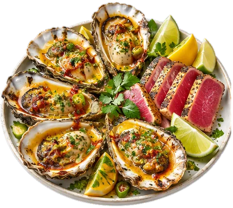 Grilled Green Chile Oysters with its ingredients