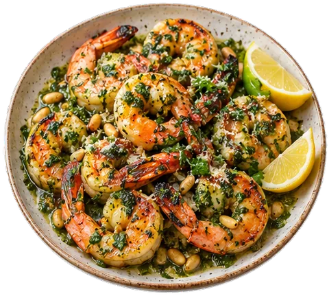 Grilled Pesto Shrimp with its ingredients
