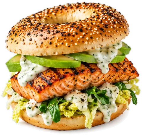 Grilled Salmon Sandwiches with its ingredients