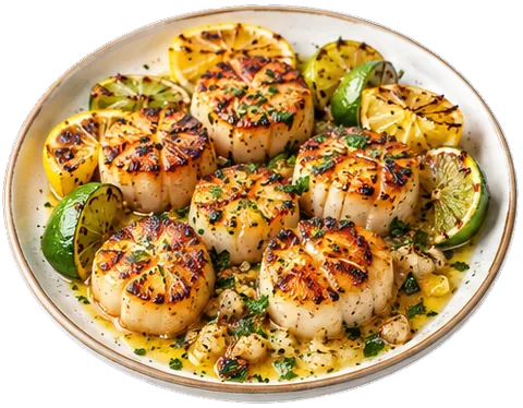 Grilled Sea Scallops with its ingredients