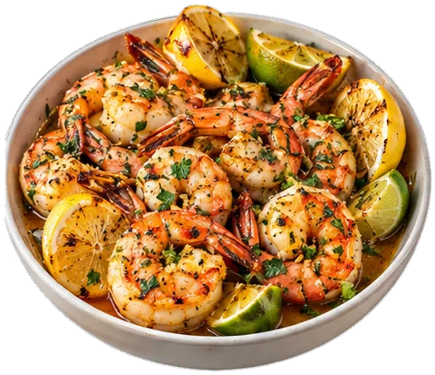 Grilled Shrimp with its ingredients