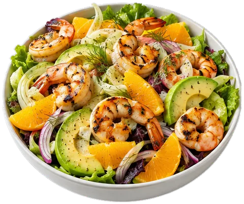 Grilled Shrimp Orange Salad with its ingredients