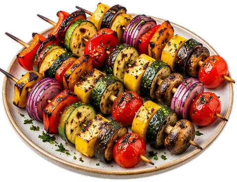 Grilled Vegetable Skewers with its ingredients