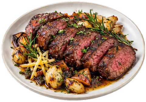 Grilled Venison Backstrap with its ingredients